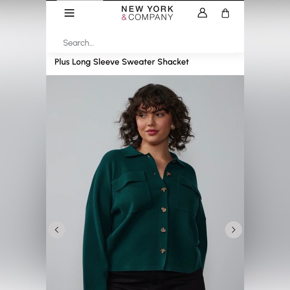 New York & Co Dark Green Sweater Shacket size 3x